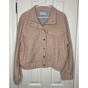 Michael Stars Women's Cropped Teddy Jacket Pink Size Small‎